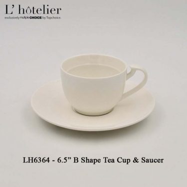 L'Hotelier Tea Cup & Saucer Convex Shape 6.5"