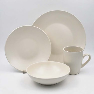 16pc Dinner Set Stoneware - Mono White