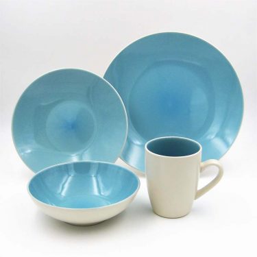 16pc Dinner Set Stoneware - Luna Aqua