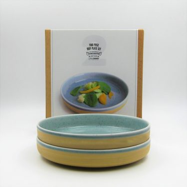 Artisan Jade - 2pc 8" Reactive Glazed Porcelain Deep Plate