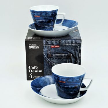 Tea Cup & Saucer Set 4pc - Cafe Denim