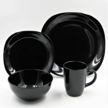 16pc Dinner Set Stoneware - Quadro Black